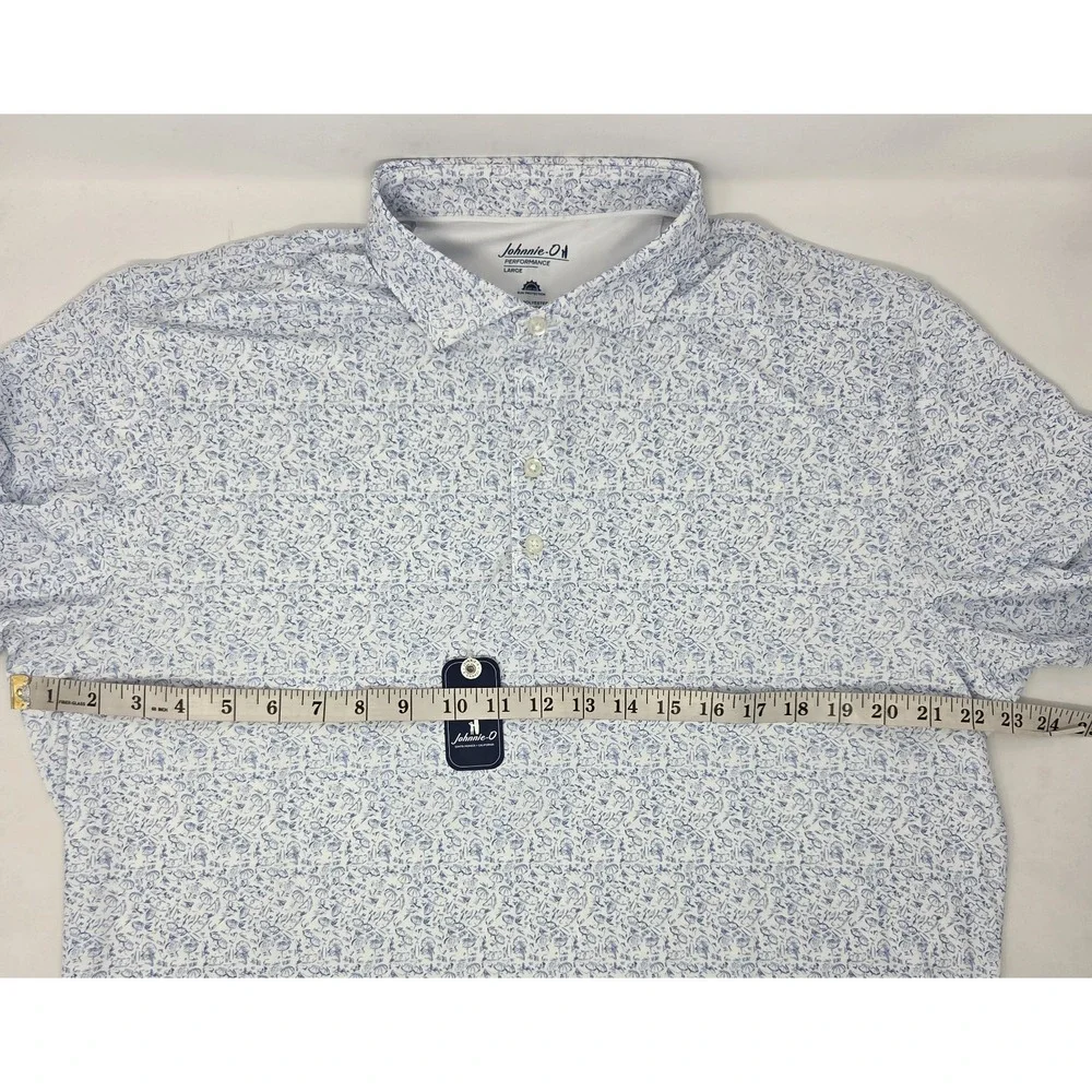 NEW Johnnie-O Boggings Beach AOP Golf Polo Shirt Mens Large Palisades Blue NWT